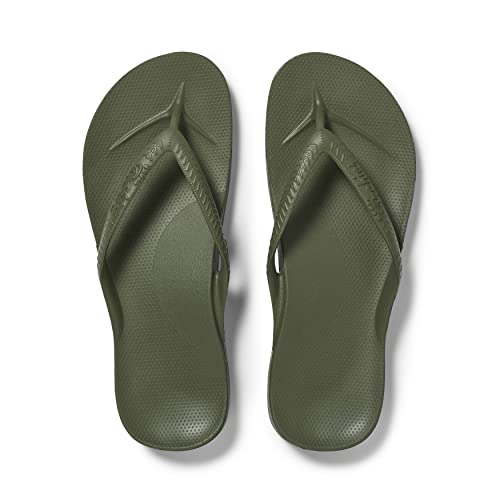 Archies Arch Support Flip Flops for Men & Women – Orthotic Sandals for Plantar Fasciitis Relief – Lightweight, Cushioning, Shock-Absorbing Sandals for Walking, Foot Pain - Khaki (uk 4)