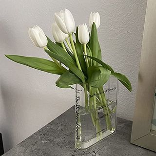 Puransen Bookend Vase for Flowers - Cute Bookshelf Decor; Unique Vase for Book Lovers, Artistic and Cultural Flavor Acrylic Vases for Home Office Decor, a Book About Flowers (clear - B)