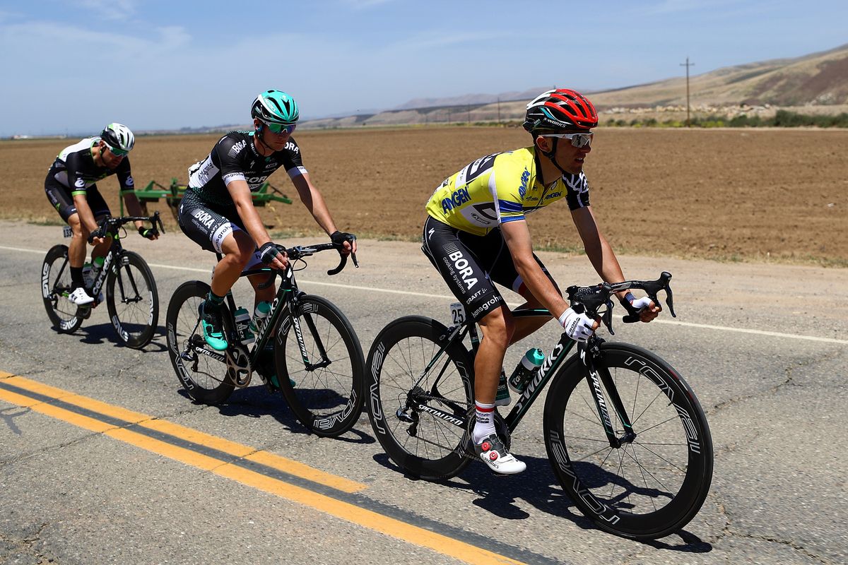 Race leader Rafa Majka in the Assos yellow jersey