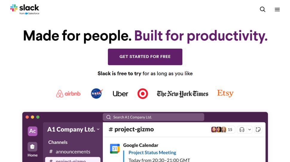 Slack website screenshot