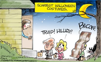 Editorial cartoon U.S. Halloween Trump Hillary Health