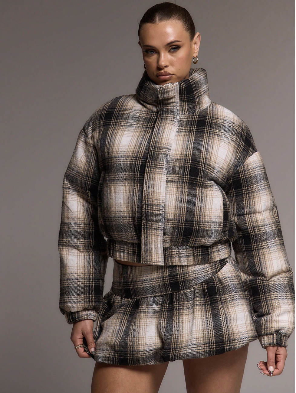 Musera, Checkered Textured Puffer Jacket (Was $83)