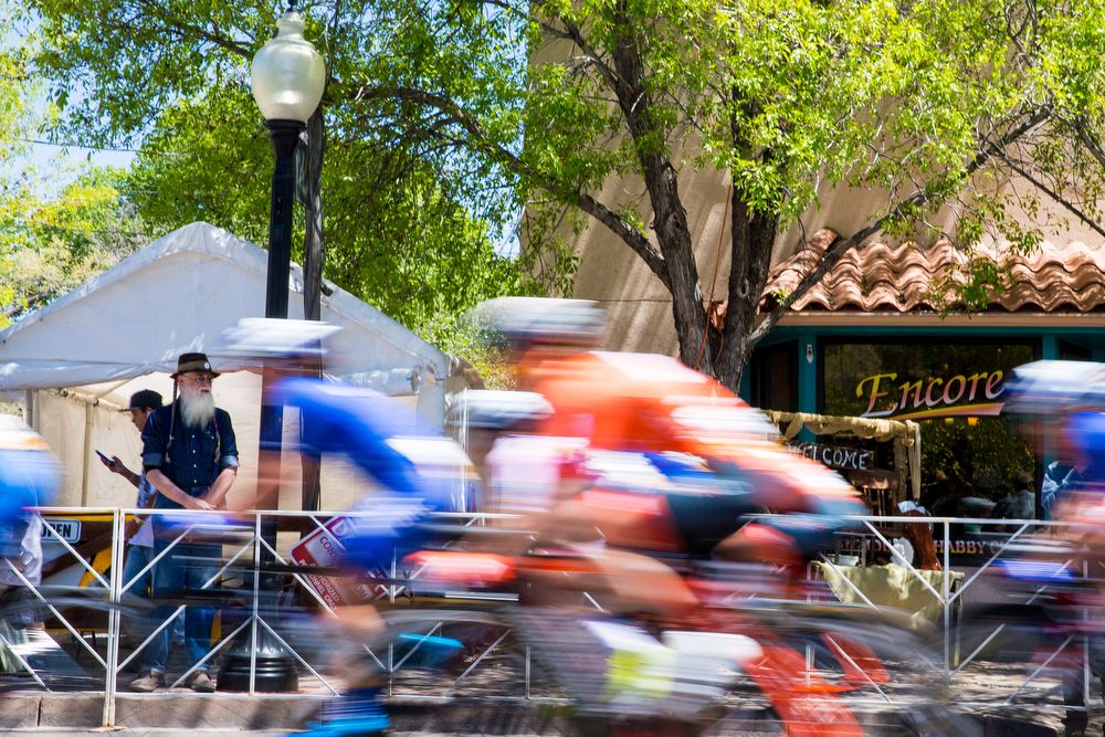 The women's peloton action during stage 4 at Tour of the Gila.