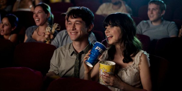 a couple sitting in a movie theater