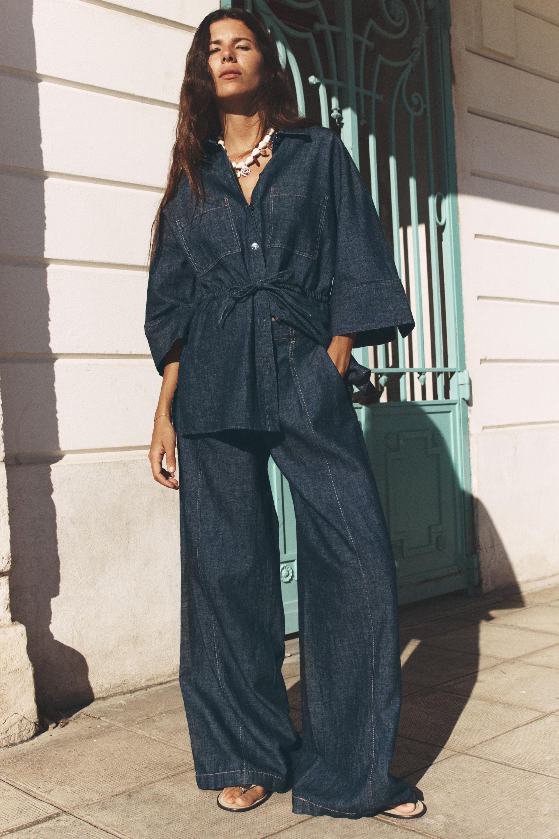 Linen Shirt With Drawstring Waist