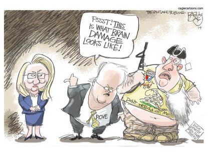 Political cartoon Karl Rove Hillary Clinton