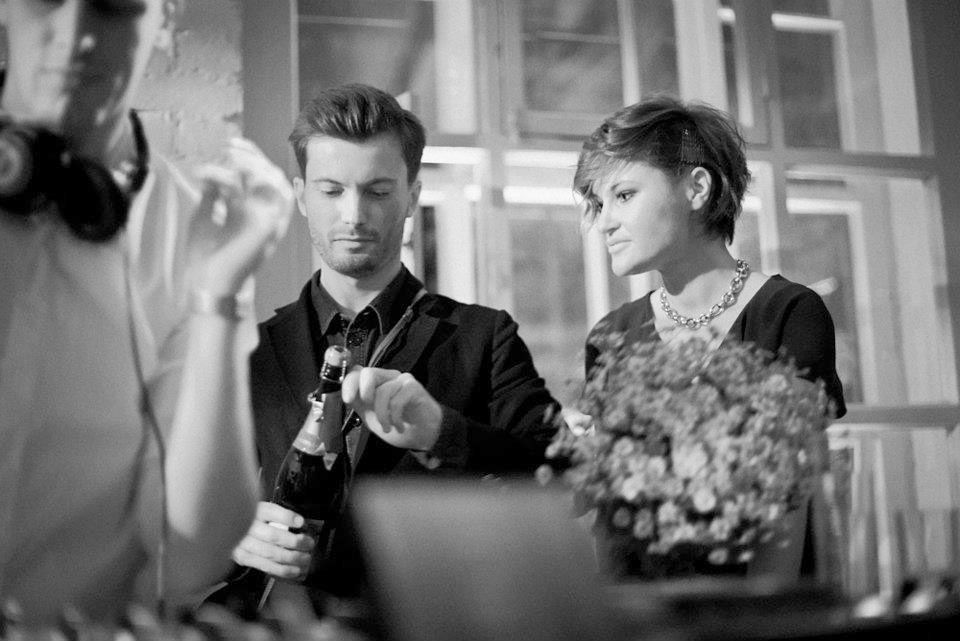 Roman Mazurenko and Eugenia Kuyda at a Moscow party.