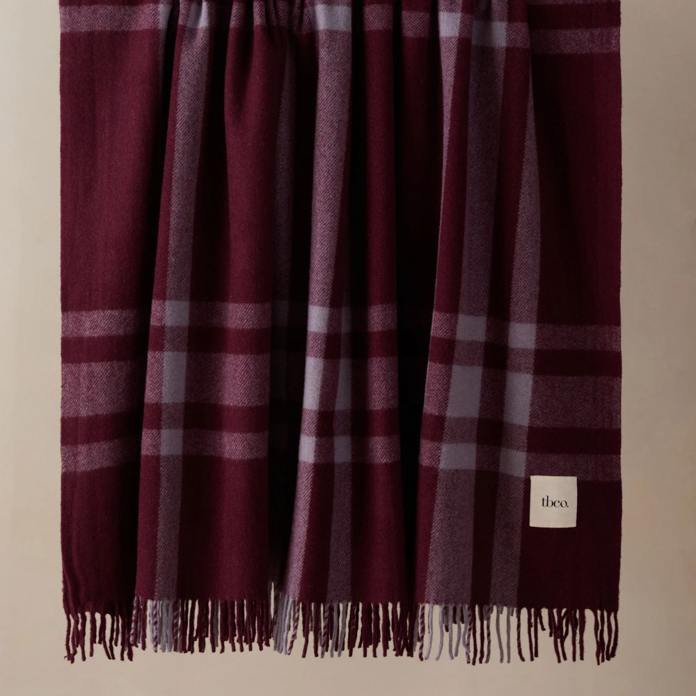 purple tartan throw