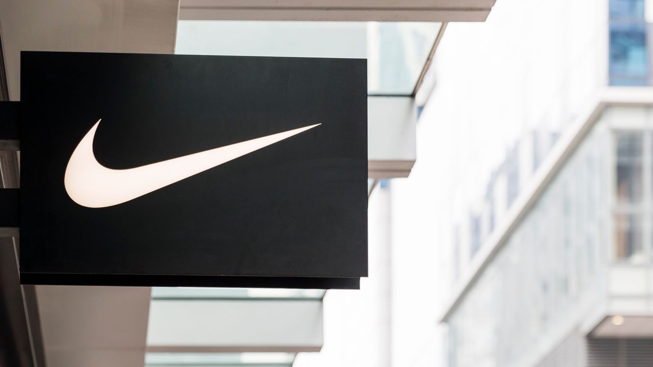 Nike logo is seen outside of their retail store.