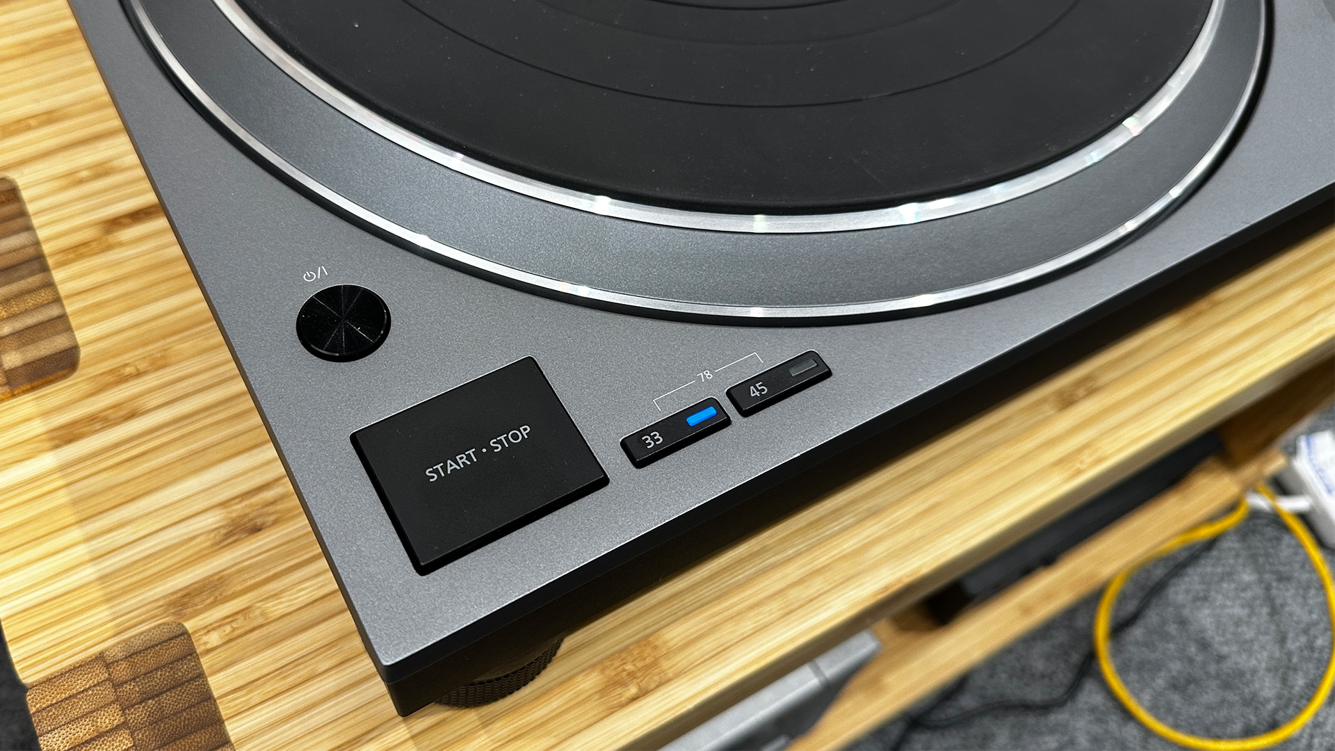 Technics SL-1500CS detail of controls in bottom left corner of plinth