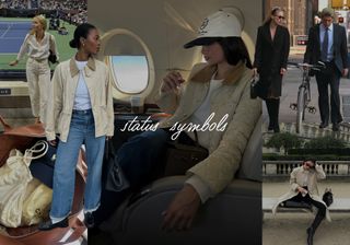 a collage of celebrity and fashion influencer images featuring 2024's "old money" trend