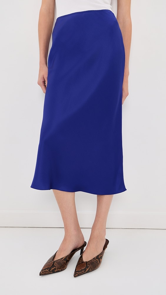 Miranda B Scallop Trim Bias Cut Skirt - Cobalt Blue