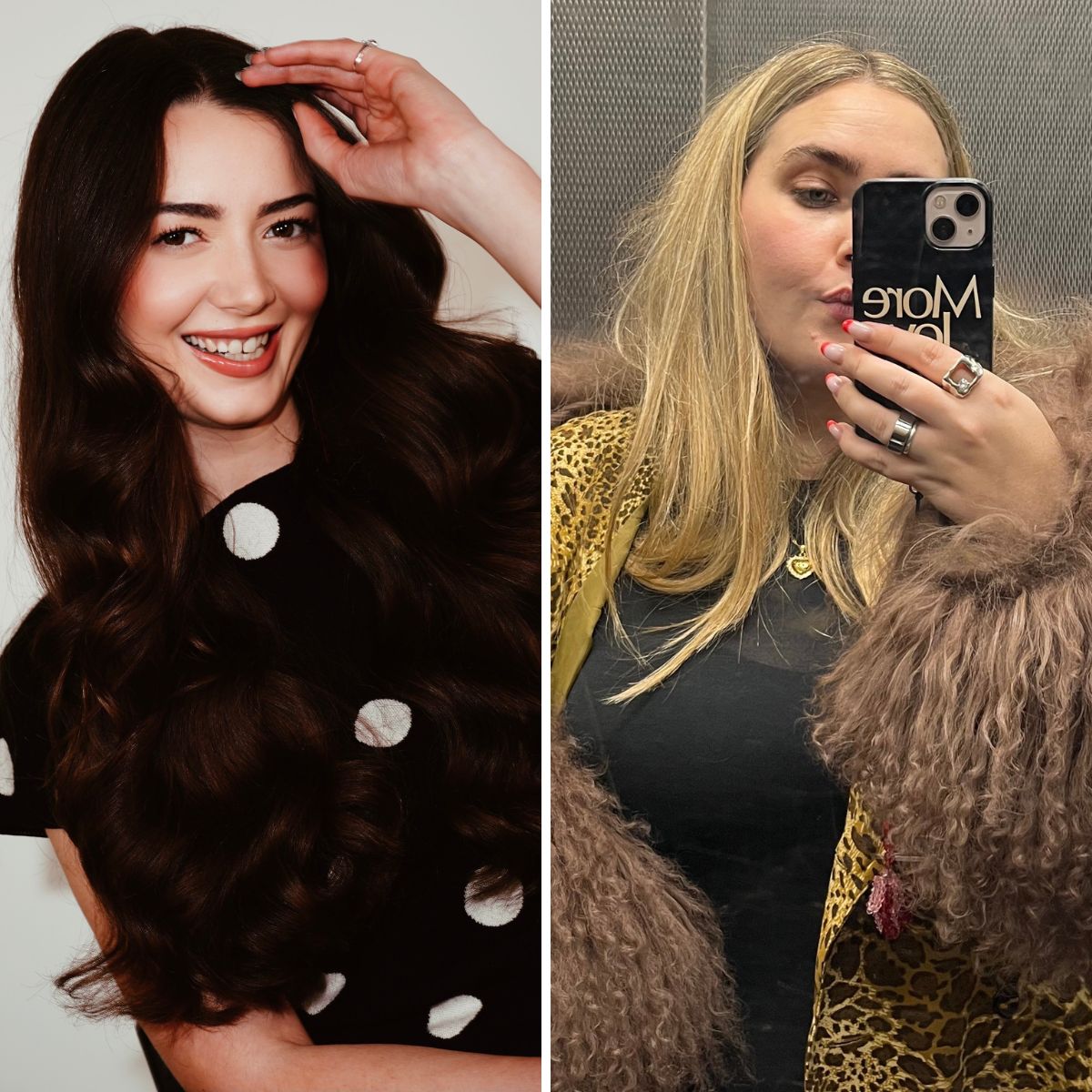 headshot of Dionne Brighton and mirror selfie of Amelia
