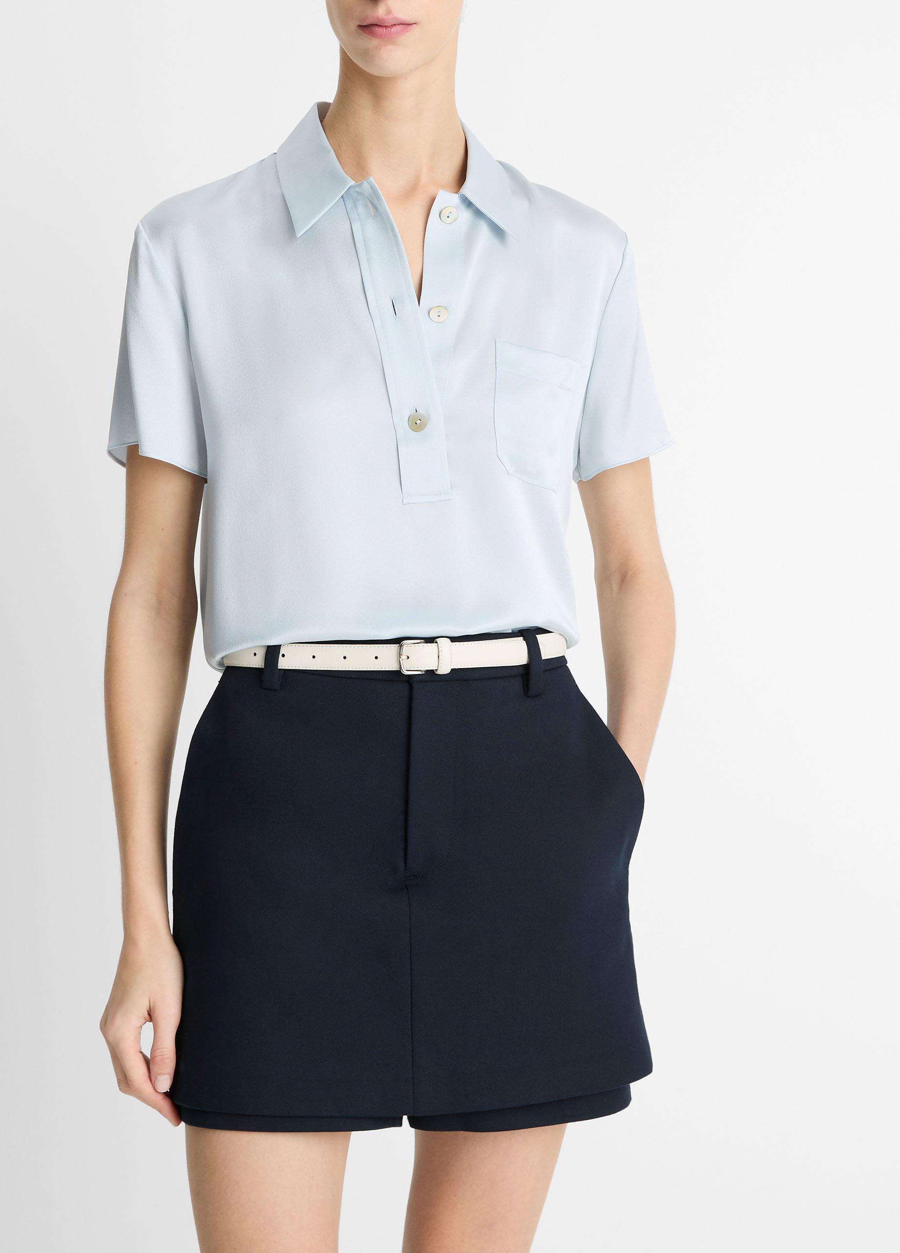 Silk Short-Sleeve Polo Shirt