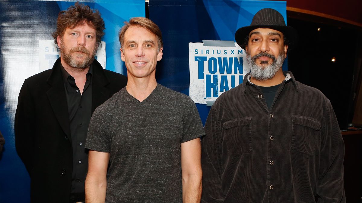 Ben Shepherd, Matt Cameron and Kim Thayil of Soundgarden pose at &quot;SiriusXM&#039;s Town Hall With Soundgarden&quot; at Electric Lady Studio on November 14, 2012 in New York City.