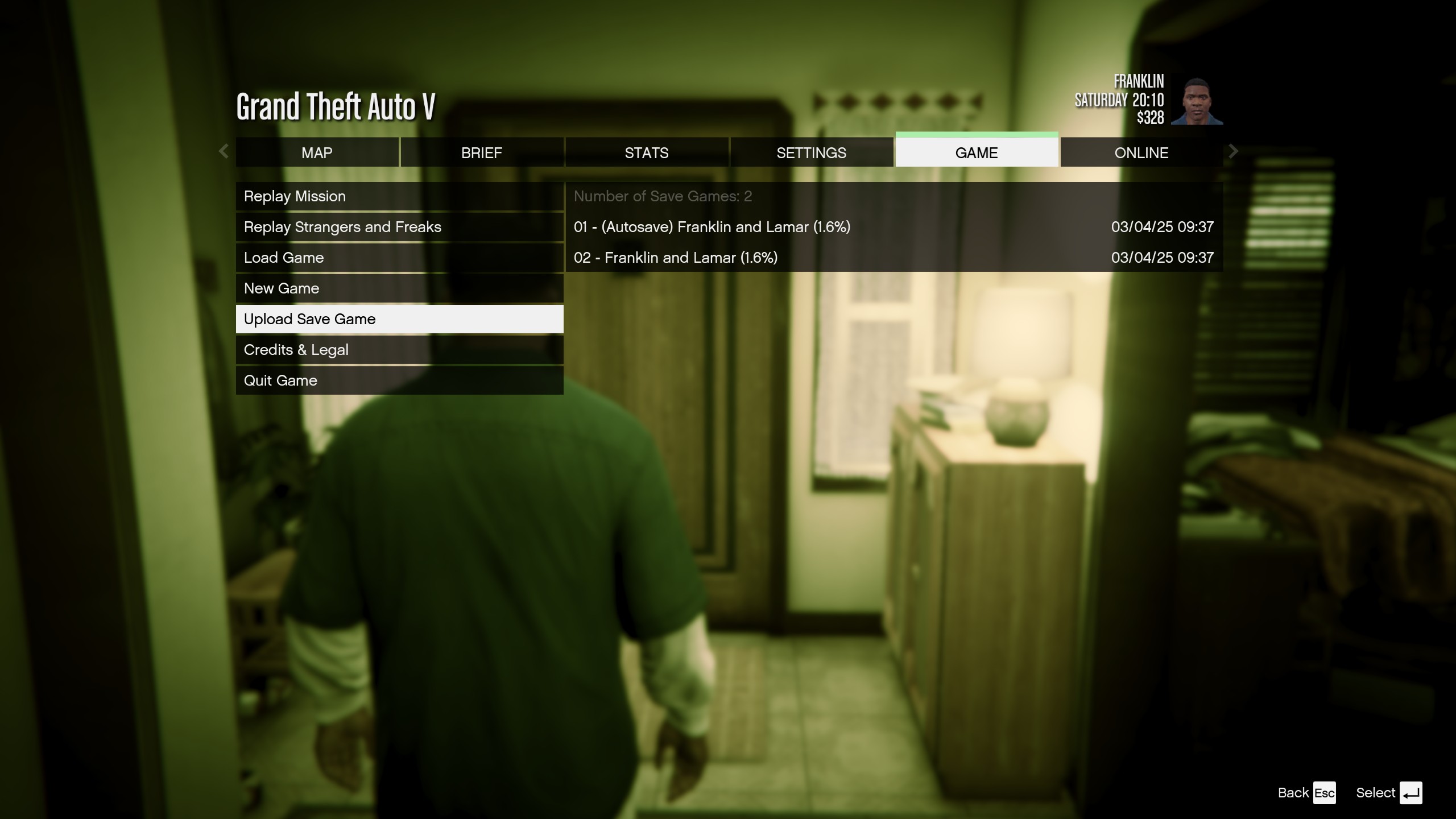 GTA 5 Legacy Upload game file screen