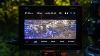 Blackmagic Video Assist 7 12G HDR close up of screen outside