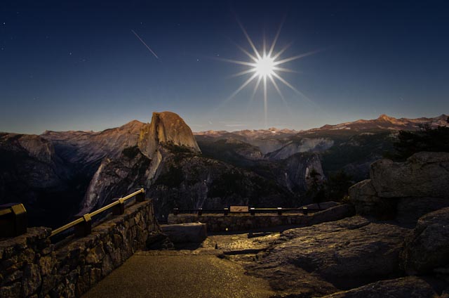 International Space Station Full Moon Over Yosemite