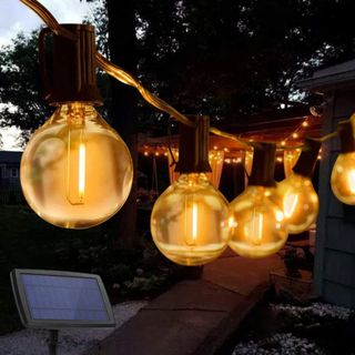 27FT Solar Powered String Light with 25pcs Globe Shatterproof LED Bulbs Remote Control