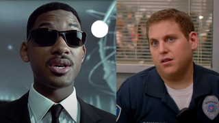 Side by side images of Will Smith in Men In Black and Jonah Hill in 21 Jump Street