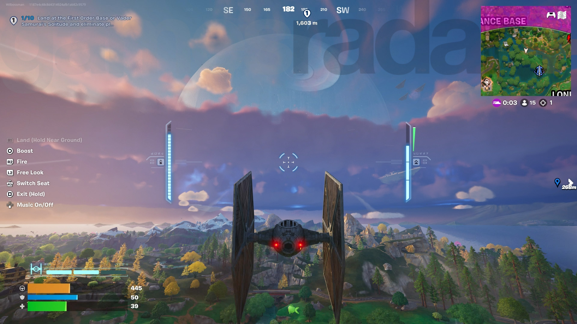 Fortnite X-Wings and Tie Fighters