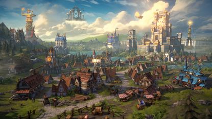 The Temple faction town fully build in Heroes of Might and Magic: Olden Era