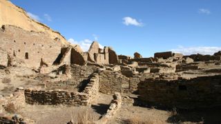 Pueblo Bonito is the largest of the adobe "great houses" in Chaco Canyon. It was occupied between 850 and 1158 AD and is considered the center of the Chaco world.