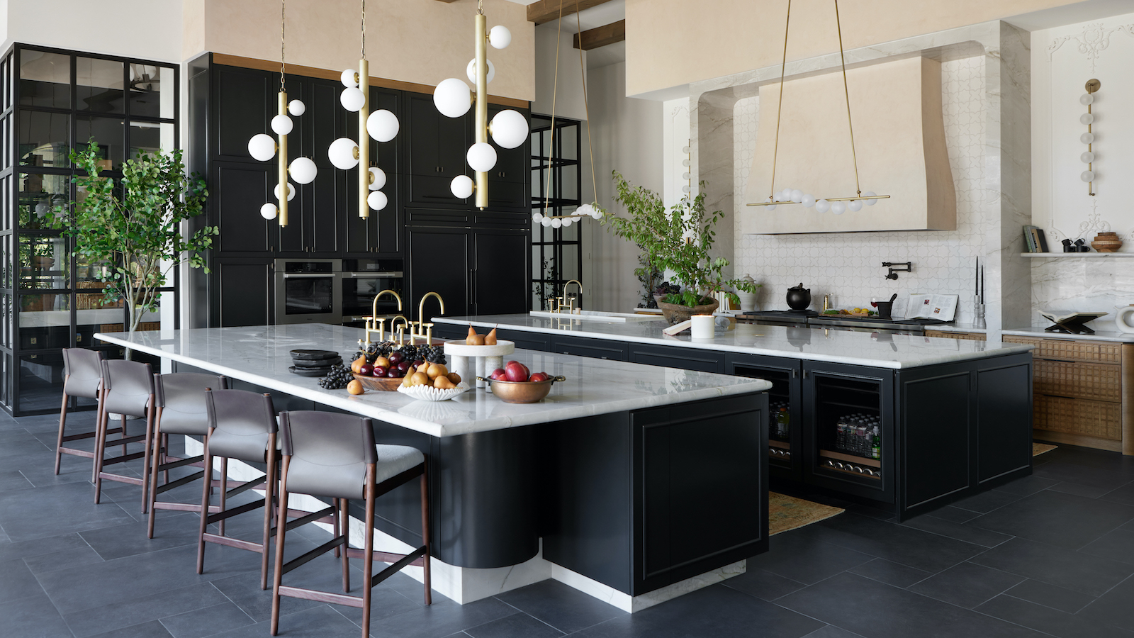 kitchen with two islands