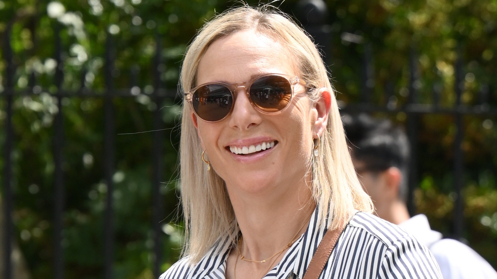 Zara Tindall attends day ten of the Wimbledon Tennis Championships at the All England Lawn Tennis and Croquet Club on July 12, 2023