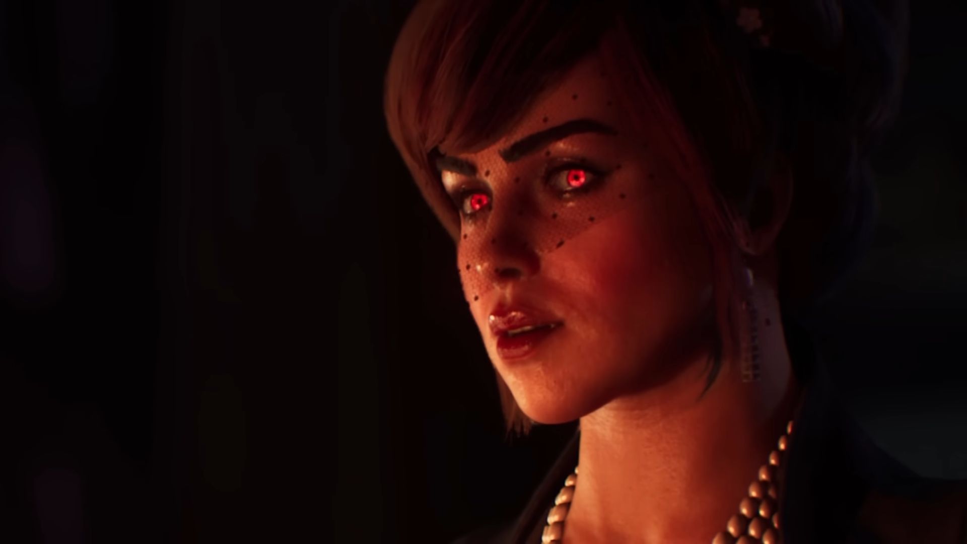Vampire: The Masquerade - Bloodlines 2 character with red eyes staring off into the distance