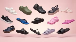 Crocs on pastel background