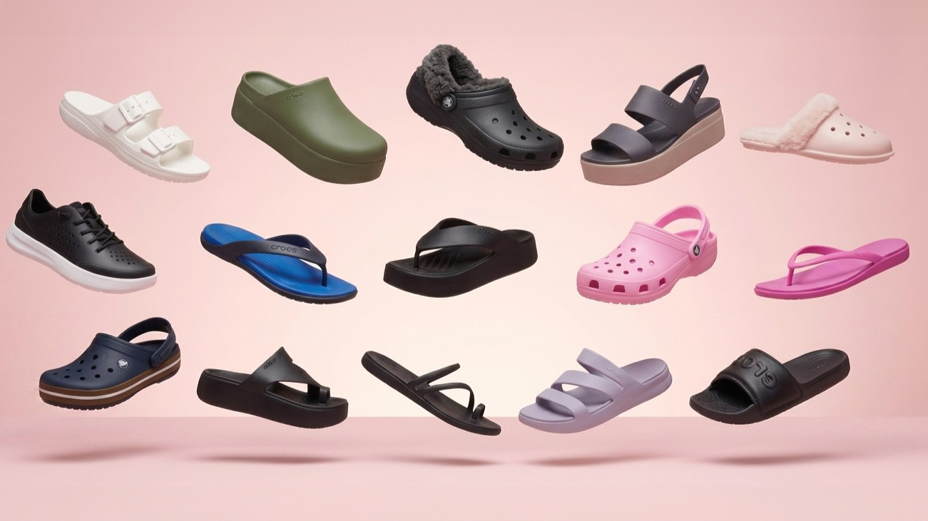 Crocs on pastel background