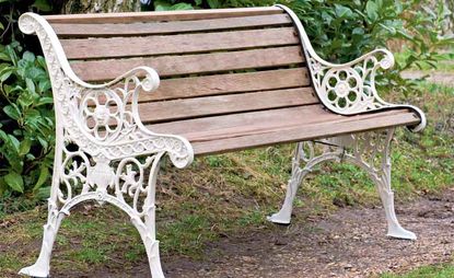 cast iron and wooden garden bench