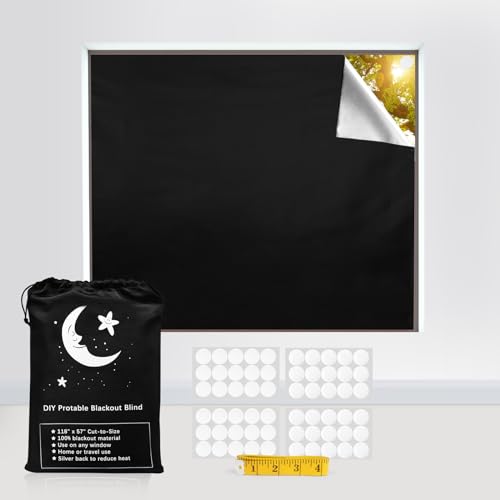 Vanten 2025 Upgraded Blackout Curtains, 118" X 57" Shades, 100% Blackout Material With Adhesive Tapes, Window Cover for Baby Nursery, Bedroom, Living Room, Travel