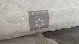 A close up of the Tempur-Pedic label on the side of the Tempur-Pedic Tempur-Cloud Pillow