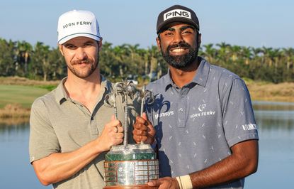 Sahith Theegala and his caddie Carl Smith