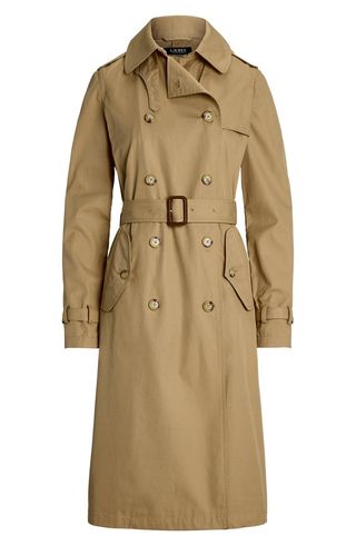 Water Repellent Belted Twill Trench Trench Coat