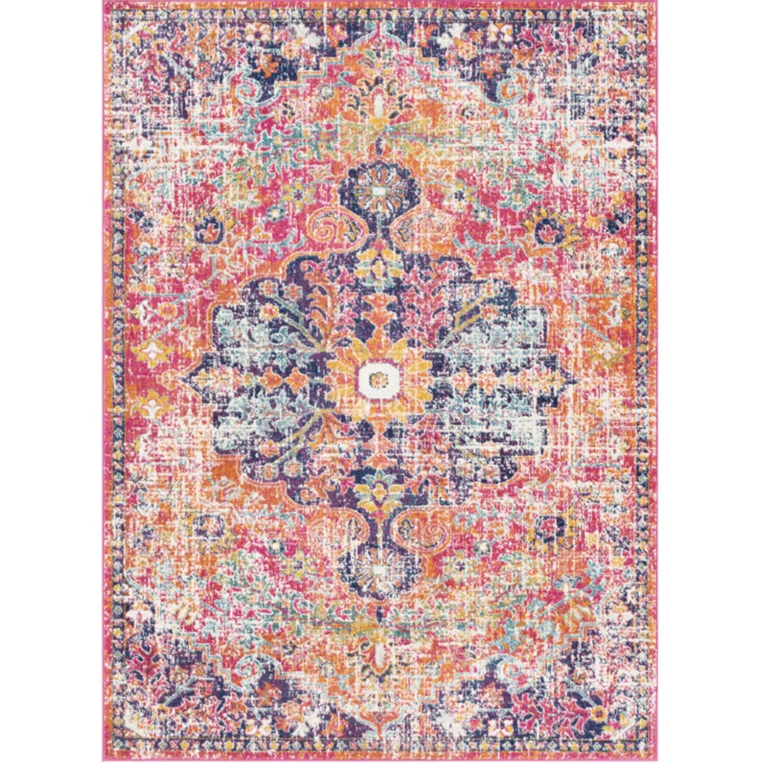 pink and blue persian rug