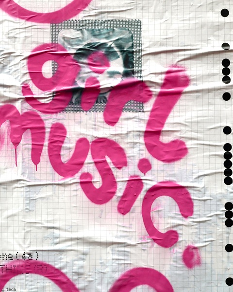 Nothing has started taking over London with pink graffiti with pop culture references for its pink Phone 4a, as this piece says "girl music."