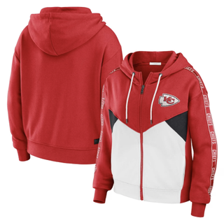 Women's WEAR by Erin Andrews Red/White Kansas City Chiefs Plus Size Color Block Full-Zip Hoodie