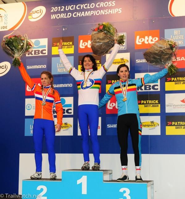 Women&rsquo;s Podium (L to R) Daphny Van Den Brand (NED) 2nd, Marianne Vos (NED) 1st, Sanne Cant (BEL) 3rd