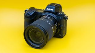 Nikon Z7 II on a yellow backdrop