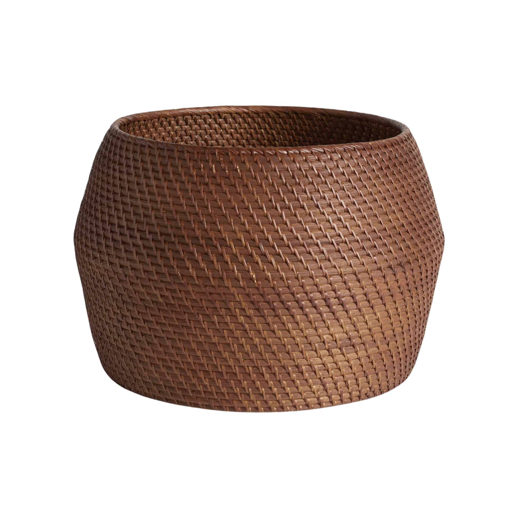 a round rattan basket