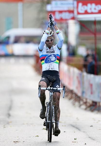 Niels Albert ( BKCP-Powerplus) celebrates his win at the Grand Prix de la R&eacute;gion Wallonne