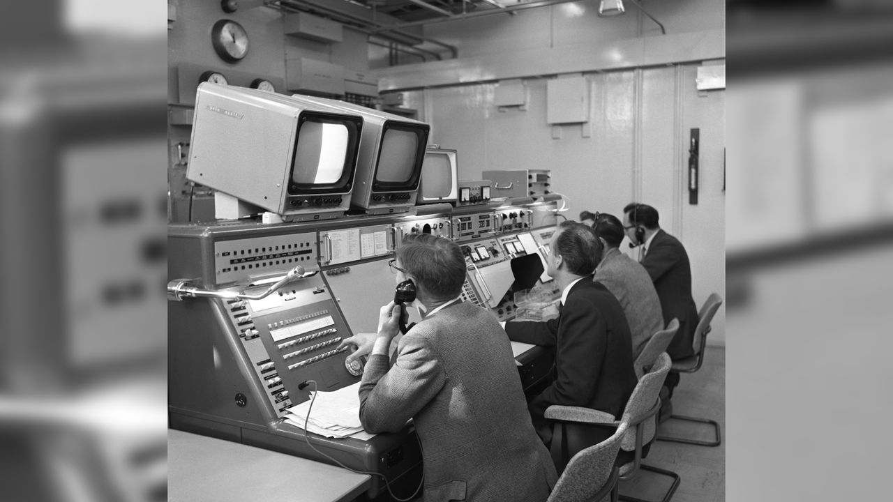 Goonhilly Satellite Earth Station in Cornwall, November 13, 1964.