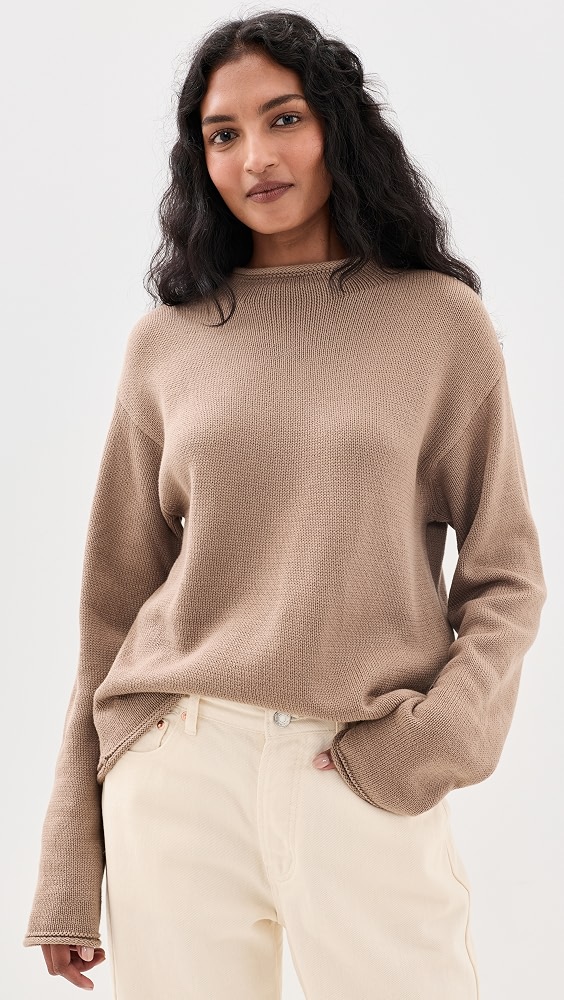 Elsie Roll Neck Sweater - Taupe Grey