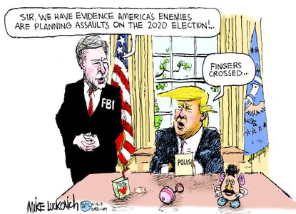 Political Cartoon U.S. FBI Trump Foreign Interference Toys