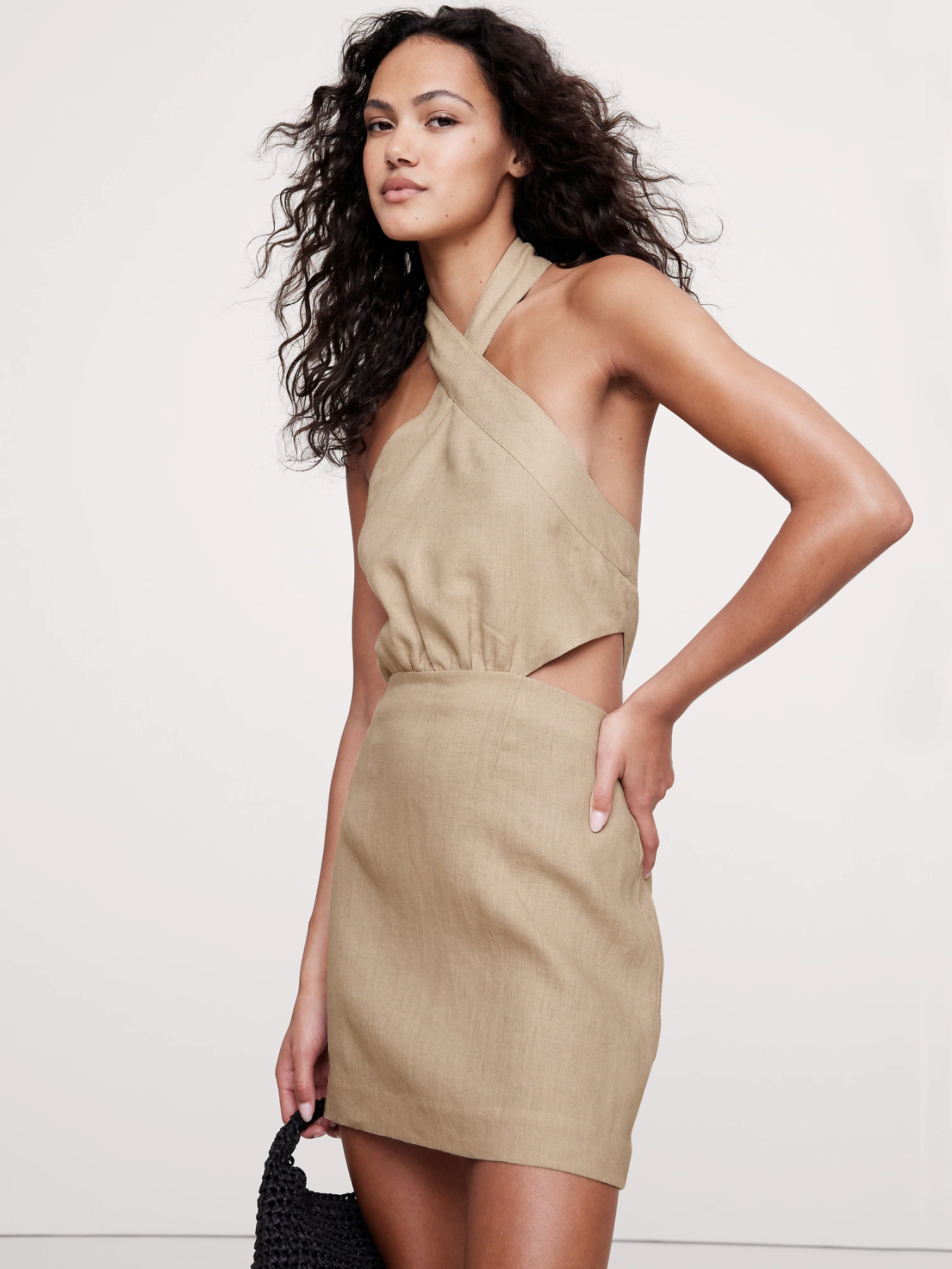Banana Republic Linen Halter Cut-Out Mini Dress
