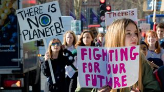 Young people protest government inaction about Earth's climate emergency.