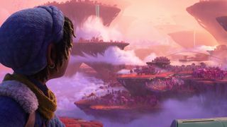 Ethan blickt auf die titelgebende Strange World im gleichnamigen Disney-Film von 2022
